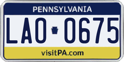 PA license plate LAO0675