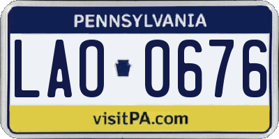 PA license plate LAO0676