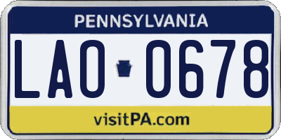 PA license plate LAO0678