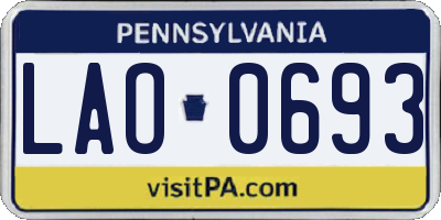 PA license plate LAO0693