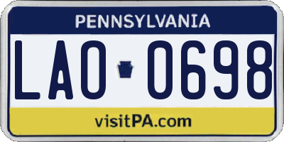 PA license plate LAO0698