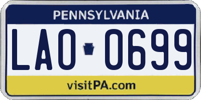 PA license plate LAO0699