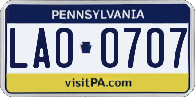 PA license plate LAO0707