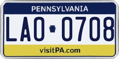 PA license plate LAO0708