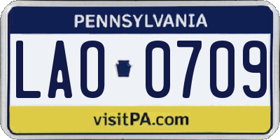 PA license plate LAO0709