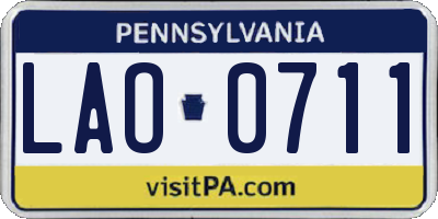 PA license plate LAO0711