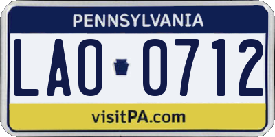 PA license plate LAO0712