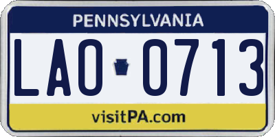 PA license plate LAO0713