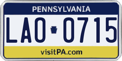 PA license plate LAO0715
