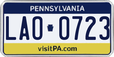 PA license plate LAO0723