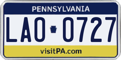 PA license plate LAO0727