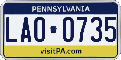 PA license plate LAO0735
