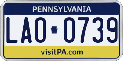 PA license plate LAO0739