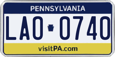 PA license plate LAO0740