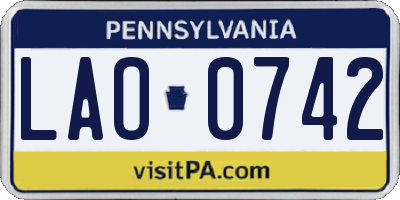 PA license plate LAO0742