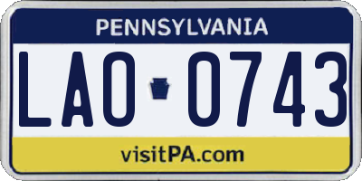 PA license plate LAO0743