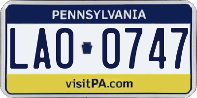 PA license plate LAO0747