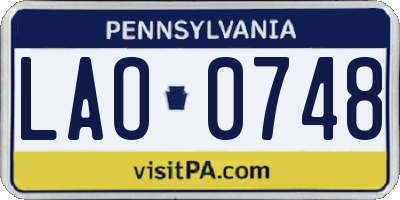 PA license plate LAO0748