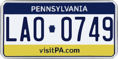 PA license plate LAO0749