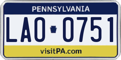 PA license plate LAO0751