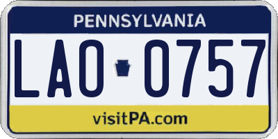 PA license plate LAO0757