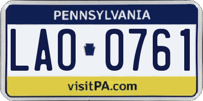 PA license plate LAO0761