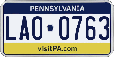 PA license plate LAO0763