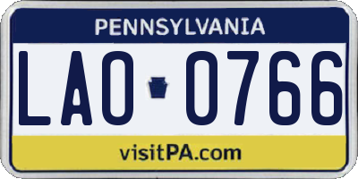 PA license plate LAO0766