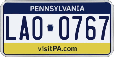 PA license plate LAO0767