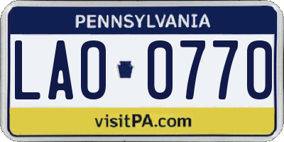 PA license plate LAO0770