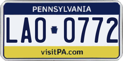 PA license plate LAO0772