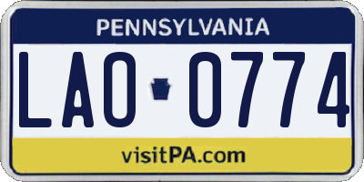 PA license plate LAO0774