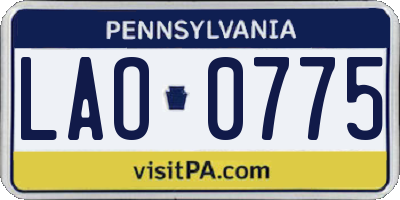 PA license plate LAO0775