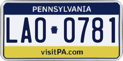 PA license plate LAO0781