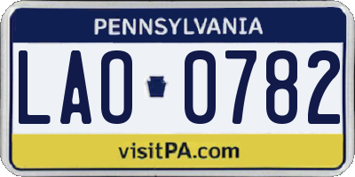 PA license plate LAO0782