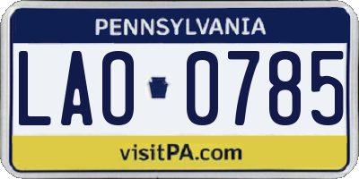 PA license plate LAO0785