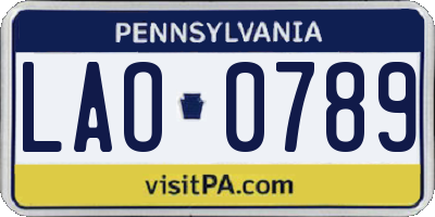 PA license plate LAO0789