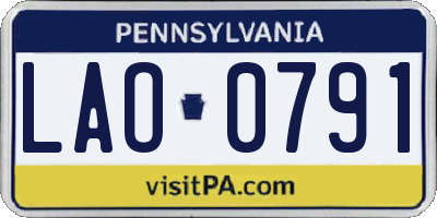 PA license plate LAO0791