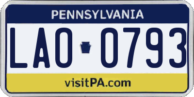 PA license plate LAO0793