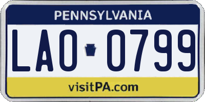 PA license plate LAO0799