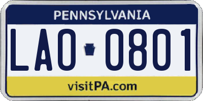 PA license plate LAO0801