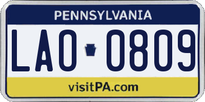 PA license plate LAO0809