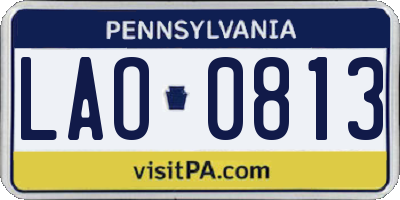 PA license plate LAO0813