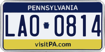 PA license plate LAO0814