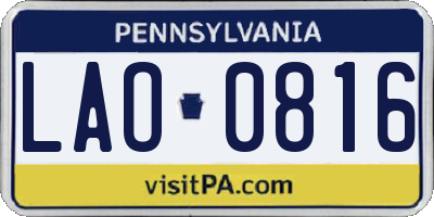 PA license plate LAO0816