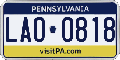PA license plate LAO0818