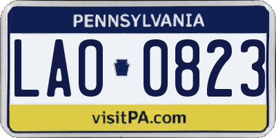 PA license plate LAO0823