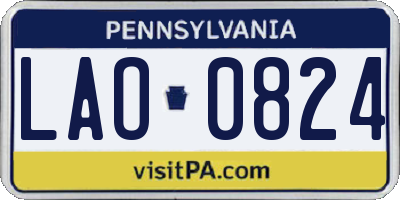 PA license plate LAO0824
