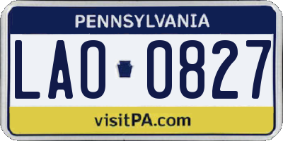 PA license plate LAO0827