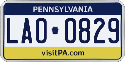 PA license plate LAO0829